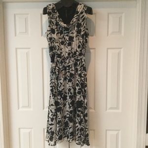 NWT MSK black and gray floral lined dress